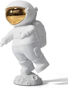 HAUCOZE Figurine Astronaut Decor Statue Spaceman Sculpture Polyresin Arts Gifts 7.5 inch