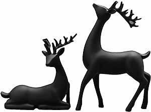 pizarra 2 Resin Deer Statues Sculpture Deer Ornaments for Living Room TV/Wine Cabinet Home Decor B