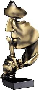 aboxoo Thinker Statue, Silence is Gold Abstract Art Figurine, Modern Home Resin Sculptures Decorative Objects Piano Desktop Decor for Creative Room Home, Office Study (Gold)