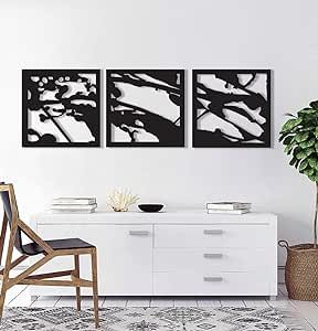 Mori Supura triptych Splash in the Forest Triptych Modern Wall ART decor piece, stylized decoration for Interior & exterior walls. 3 pieces, each 40"H x 15" L (total mounted size for the 3 pieces together, including 1" in-between for a total of 47" length) Abstract Modern wall decor features high-quality ACM (aluminum composite material) Made of 2 thin aluminum layers sandwiched with a composite material, which is very lightweight, and specially designed for outdoors long-lasting purposes. Modern Wall ART d