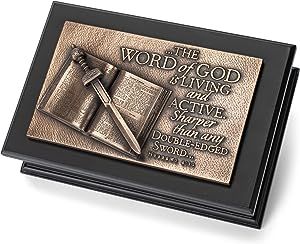 Lighthouse Christian Products Word of God Sword Bronzelike Finish 8.5 x 5.75 Cast Stone and Wood Sculpture Plaque Box